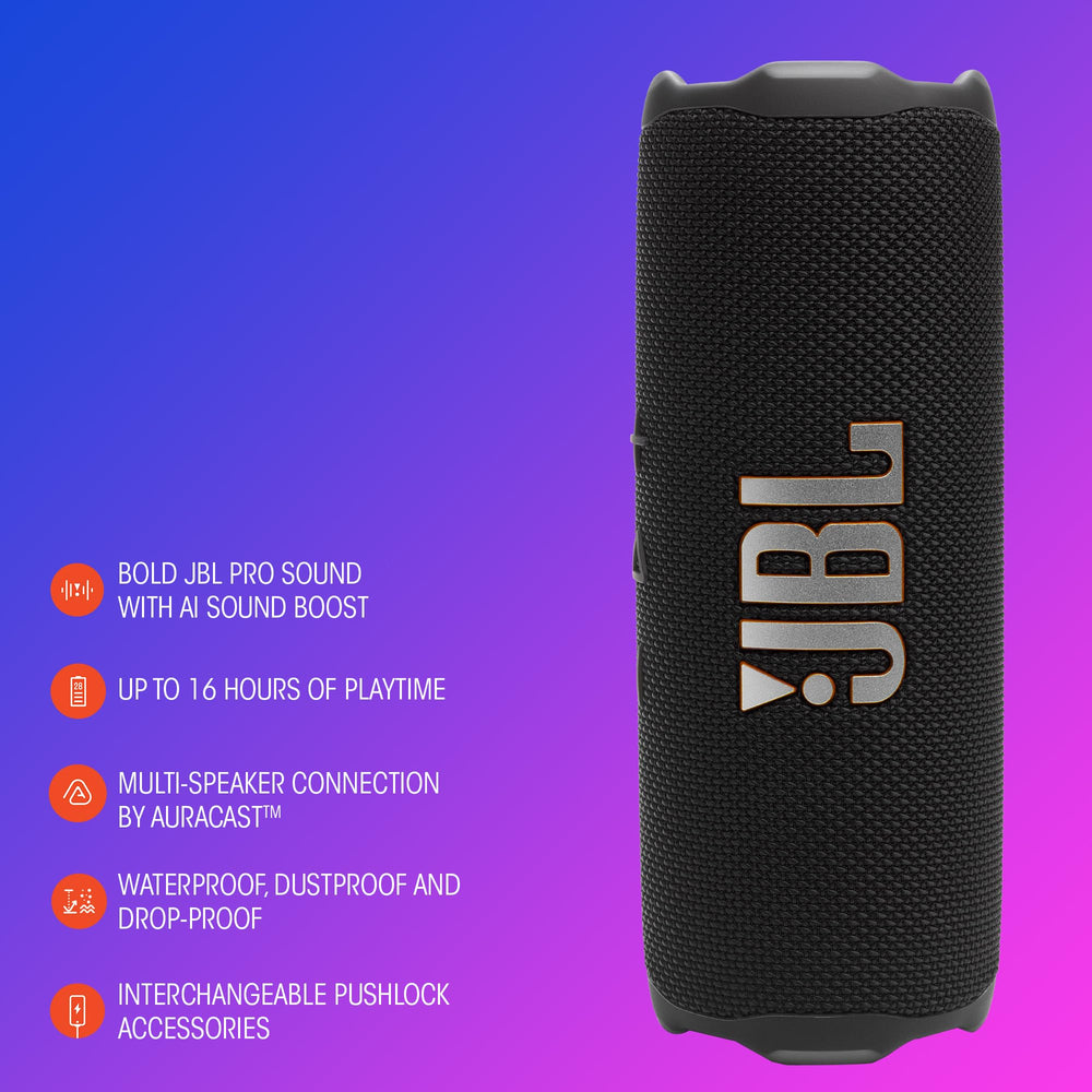 Two JBL Flip 7 speakers stereo paired to expand soundstage across a space
