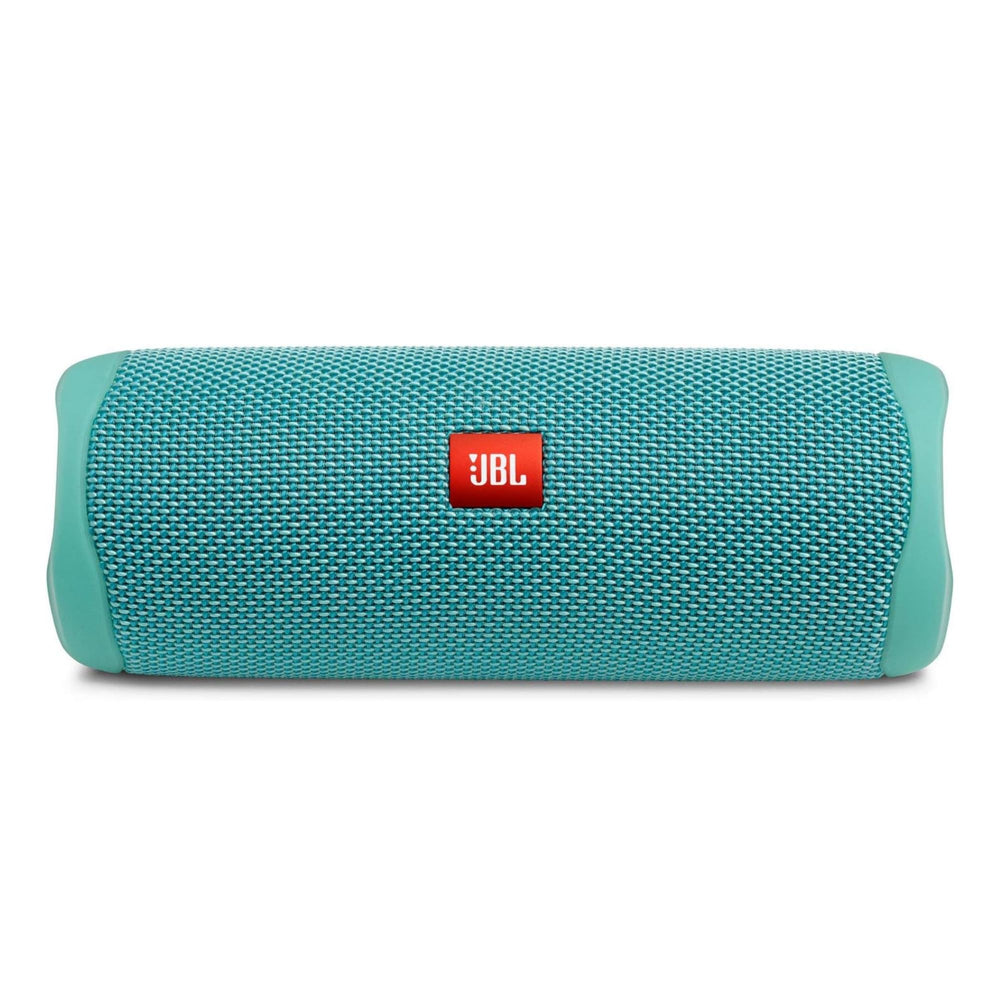 JBL Flip 5 teal front view showing speaker grille and bold design that delivers powerful sound