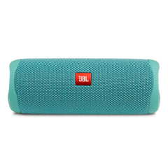 JBL Flip 5 teal front view showing speaker grille and bold design that delivers powerful sound