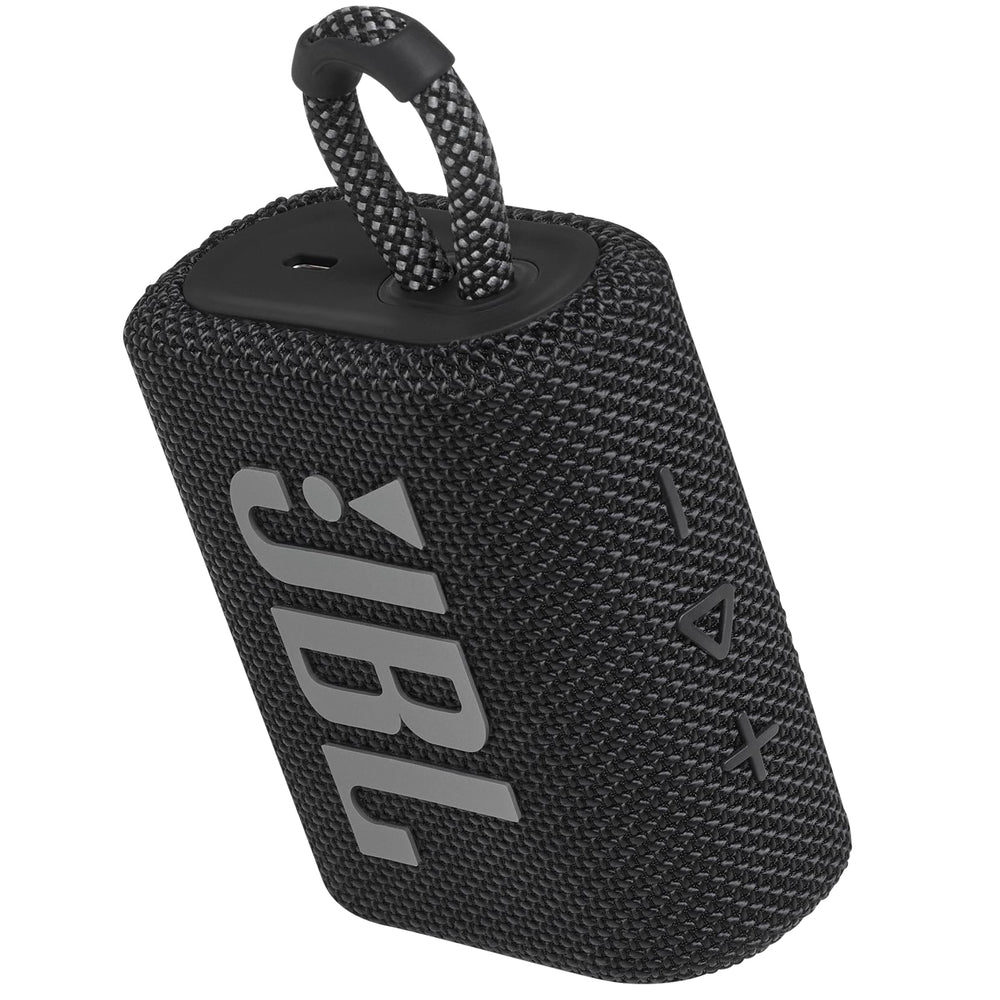 JBL Go 3 button controls and charging port close-up for easy operation and charging