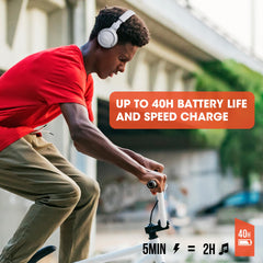 JBL Tune 510BT worn on head demonstrating adjustable band for secure comfort