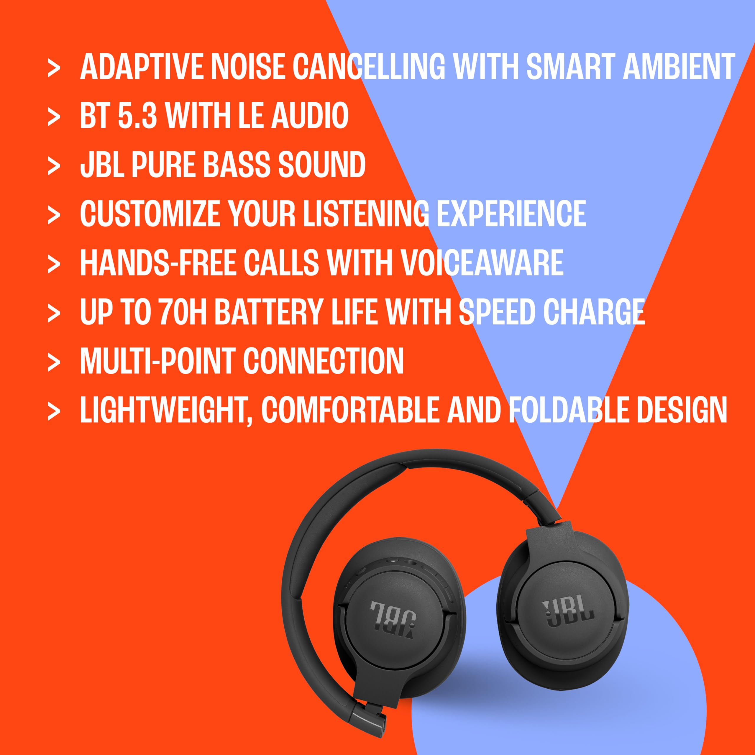 JBL Tune 770NC pantalla de app con ecualizador para personalizar sonido