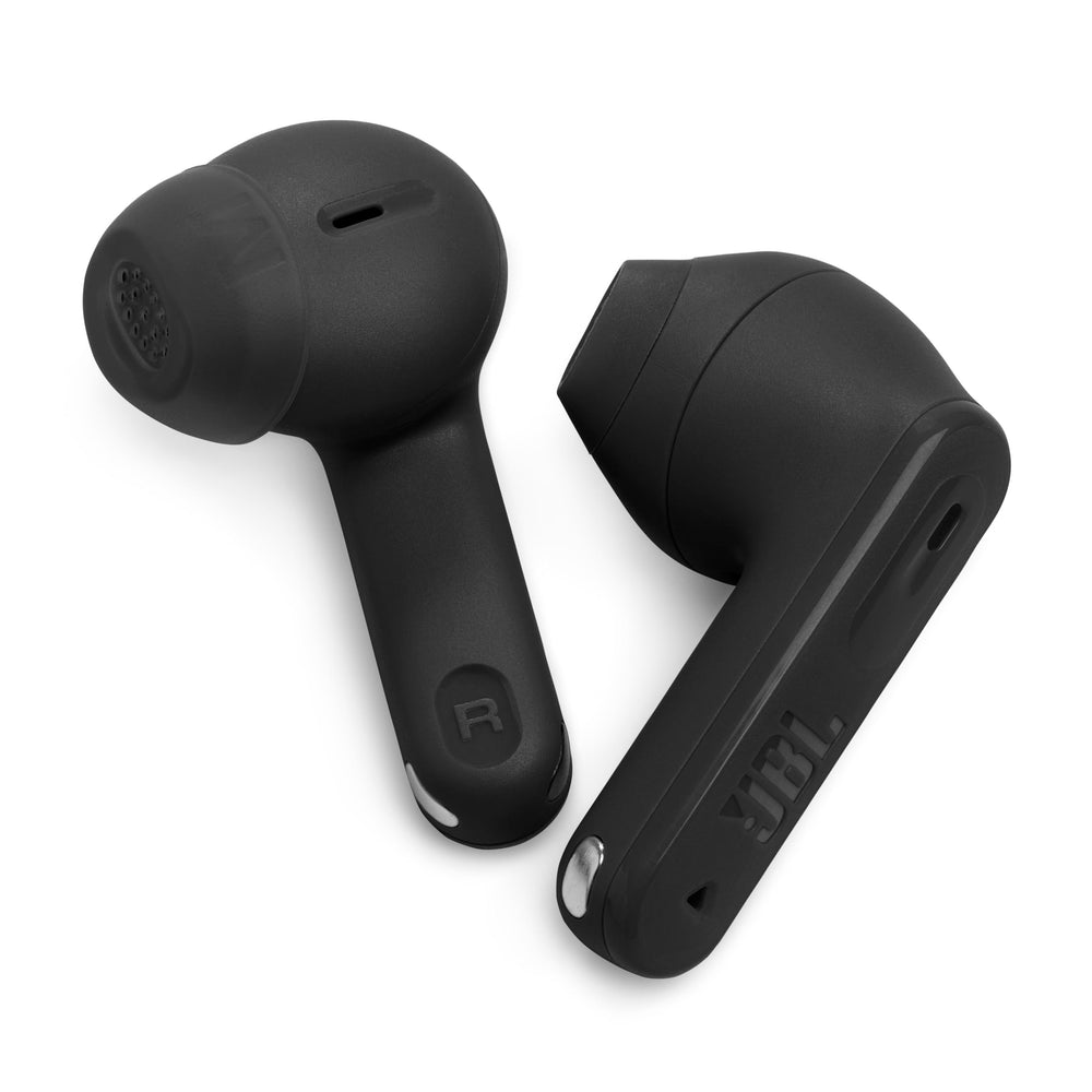 JBL Tune Flex 2 water droplets on earbud indicating water and dust resistance for durability