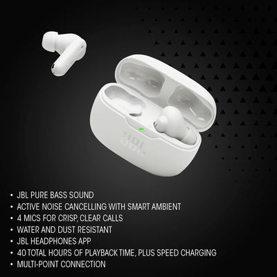 JBL Vibe Beam 2 single earbud close-up highlighting design and comfort