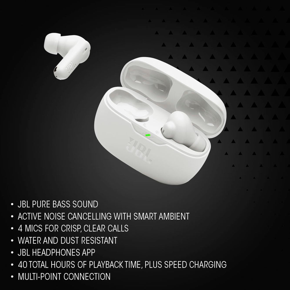 JBL Vibe Beam 2 single earbud close-up highlighting design and comfort