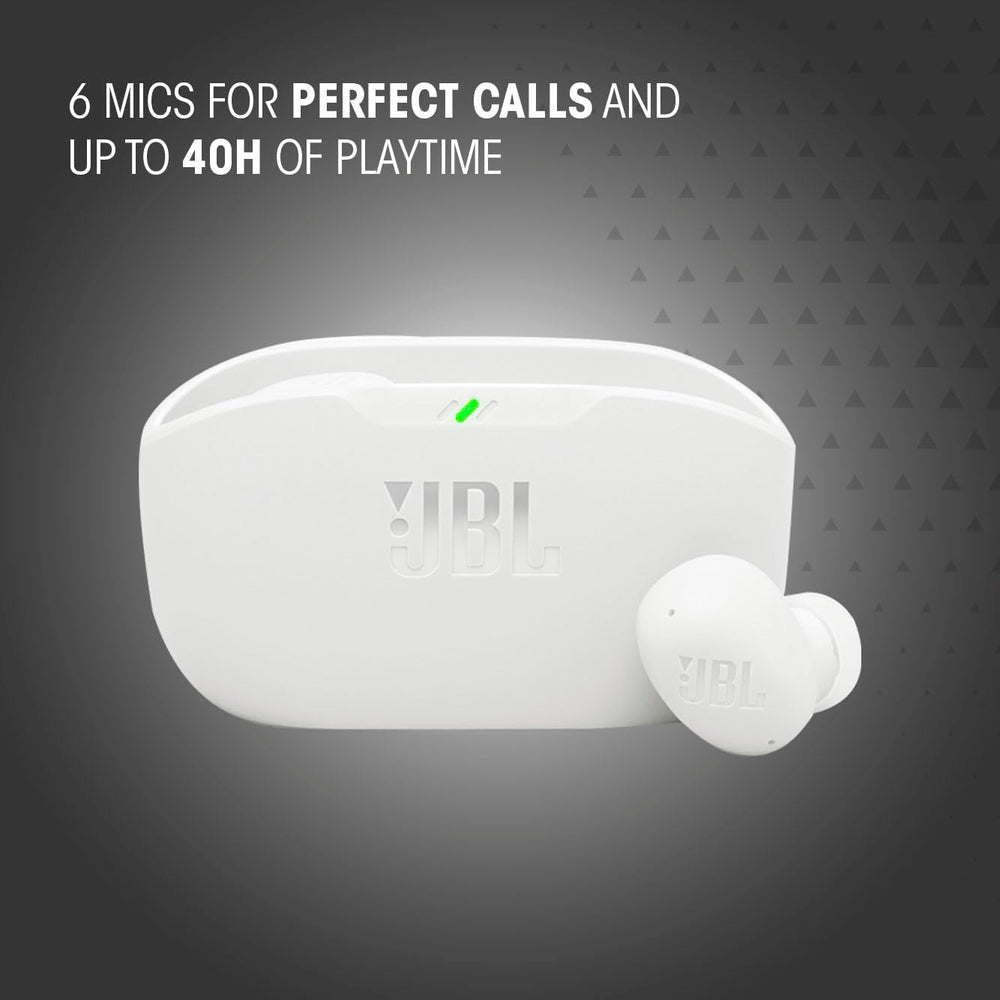 JBL earbuds used by runner outdoors demonstrating stable connection