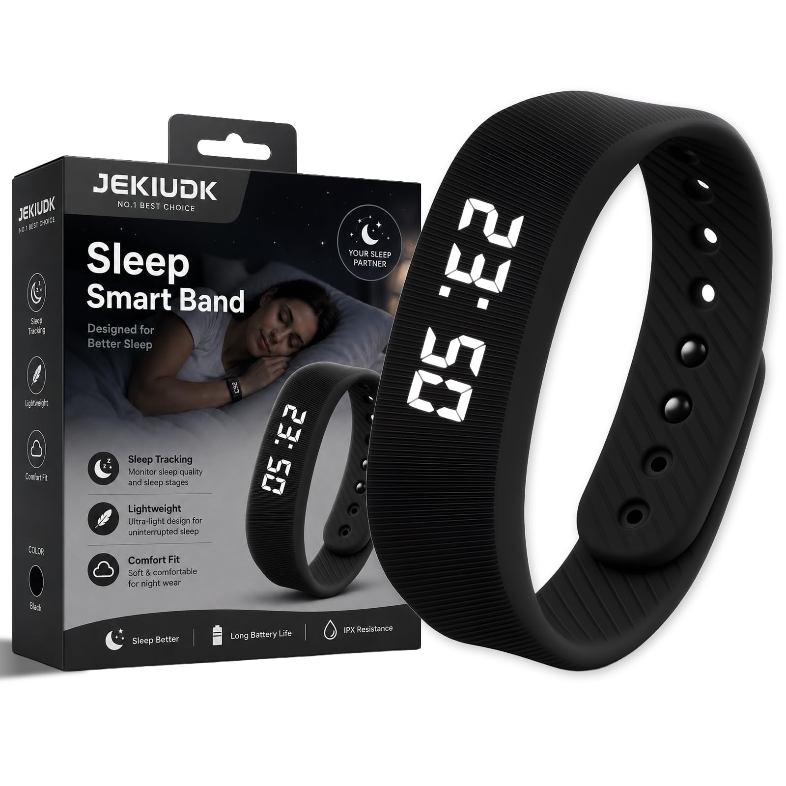 JEKIUDK vista frontal del reloj pulsera con pantalla clara