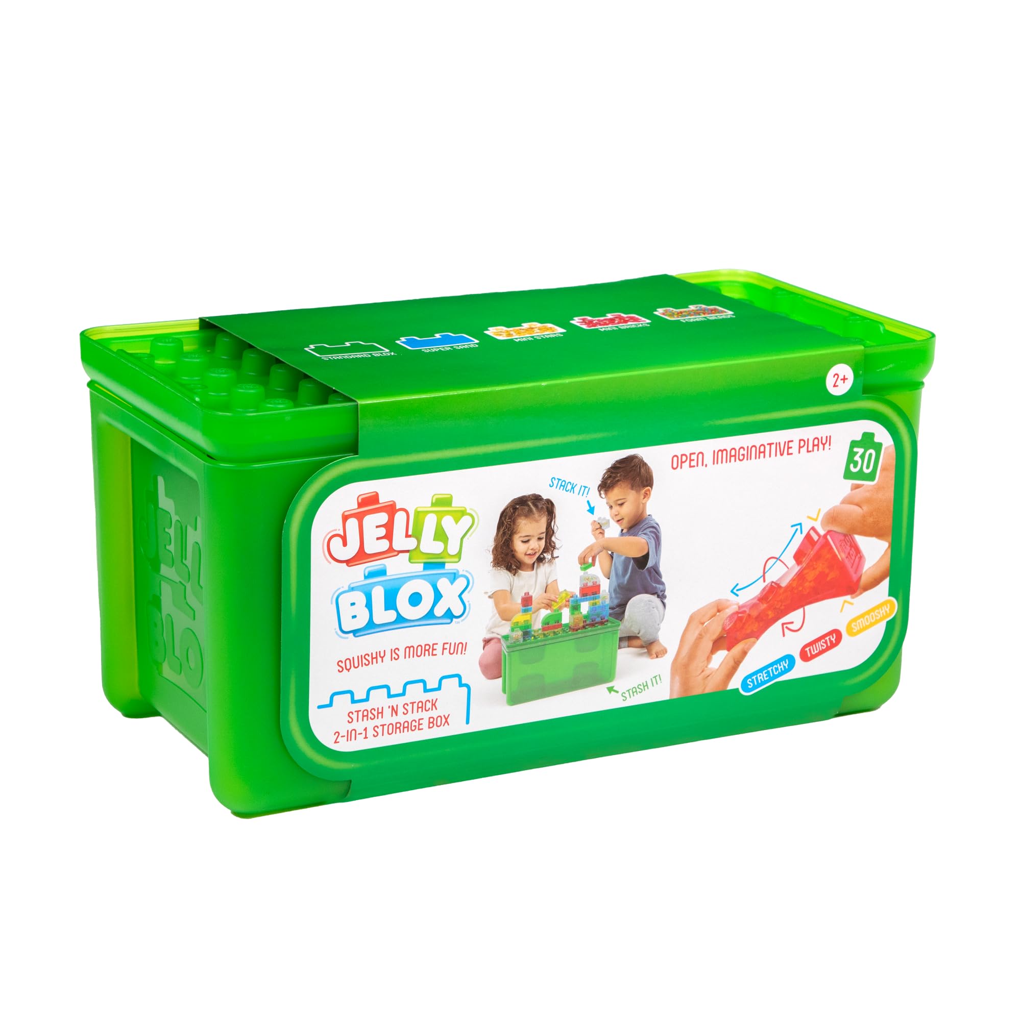 Comparación de tamaño Jelly Blox junto a mano para ver escala real