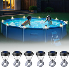 JEMULICE front packaging showing solar pool light features and benefit