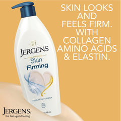 Jergens bottle beside shea and vitamin E representing nourishing ingredients