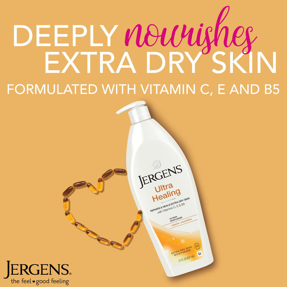 Jergens envase abierto con producto listo para usar y fácil dispensado