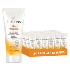 Jergens envase frontal pequeño mostrando marca y diseño, portabilidad