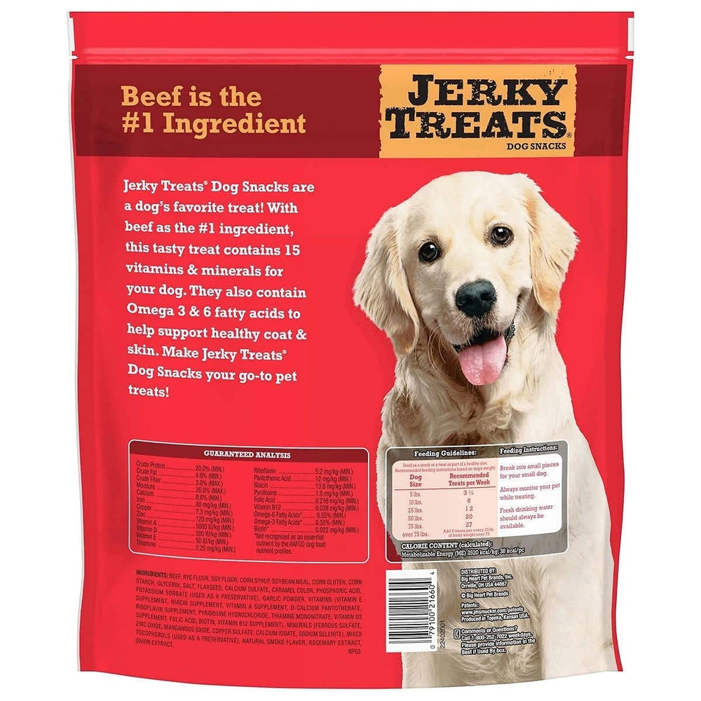Jerky Treats detalle de una tira de carne señalando textura suave y sabor