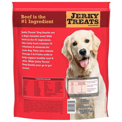Jerky Treats detalle de una tira de carne señalando textura suave y sabor