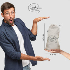 Jerky.com palitos variados dispuestos, muestra la diversidad de carnes y sabores