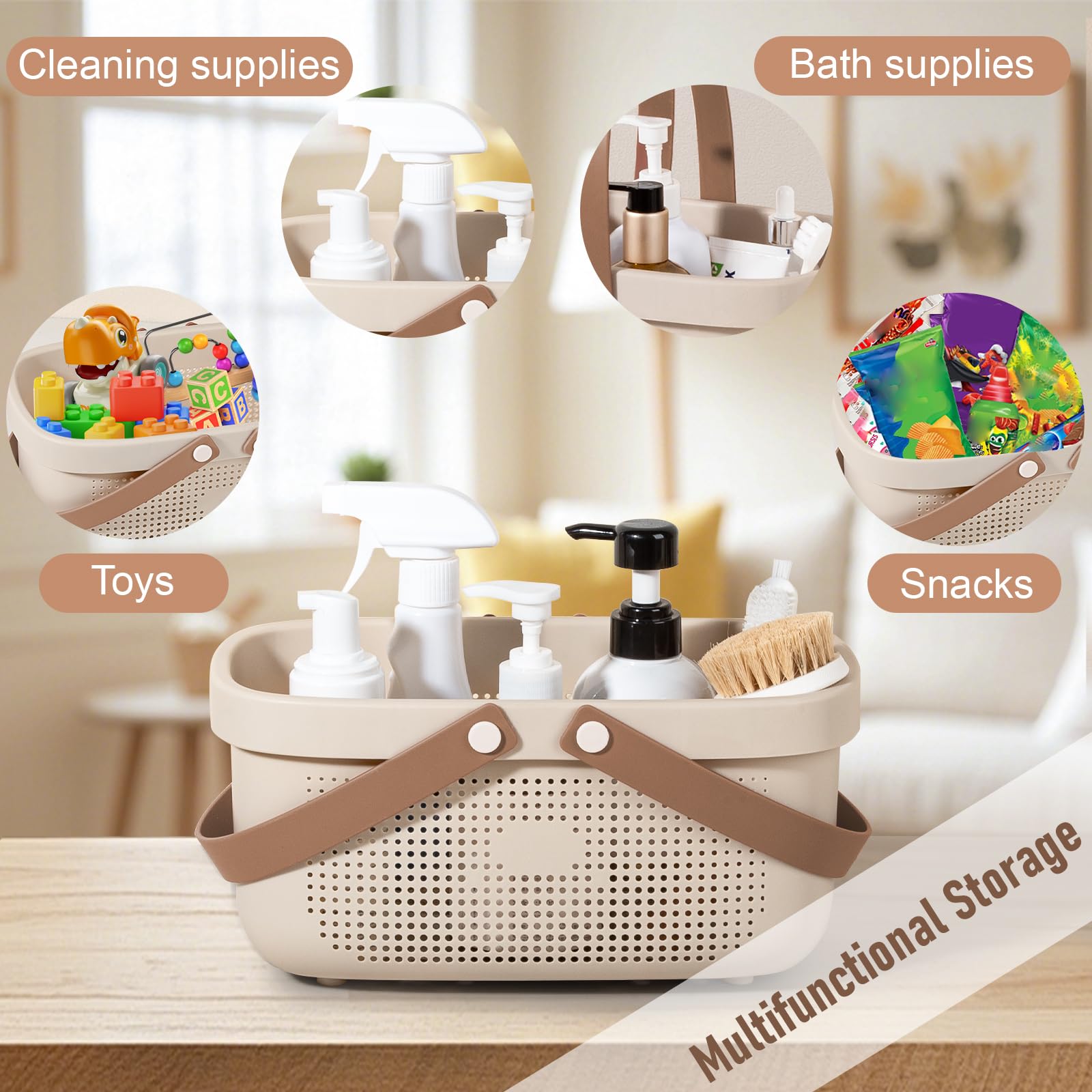 JiatuA cesta en ducha con botellas organizada y fácil de mover