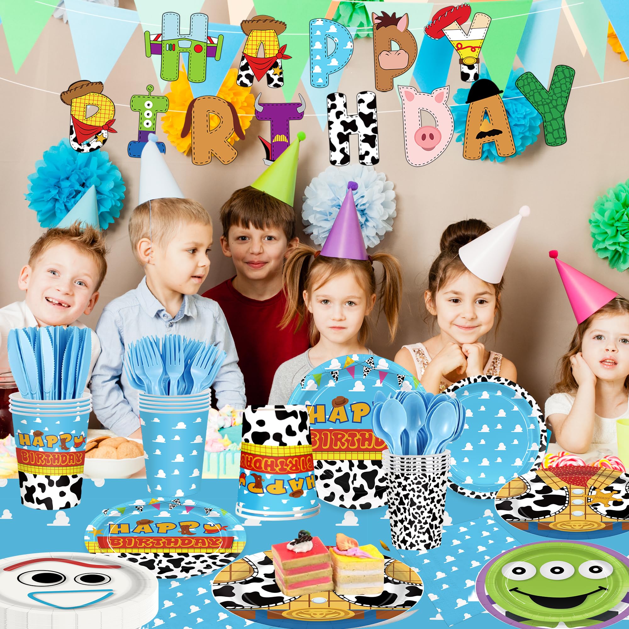 JINHUPANDER mesa ambientada en fiesta infantil lista para invitados