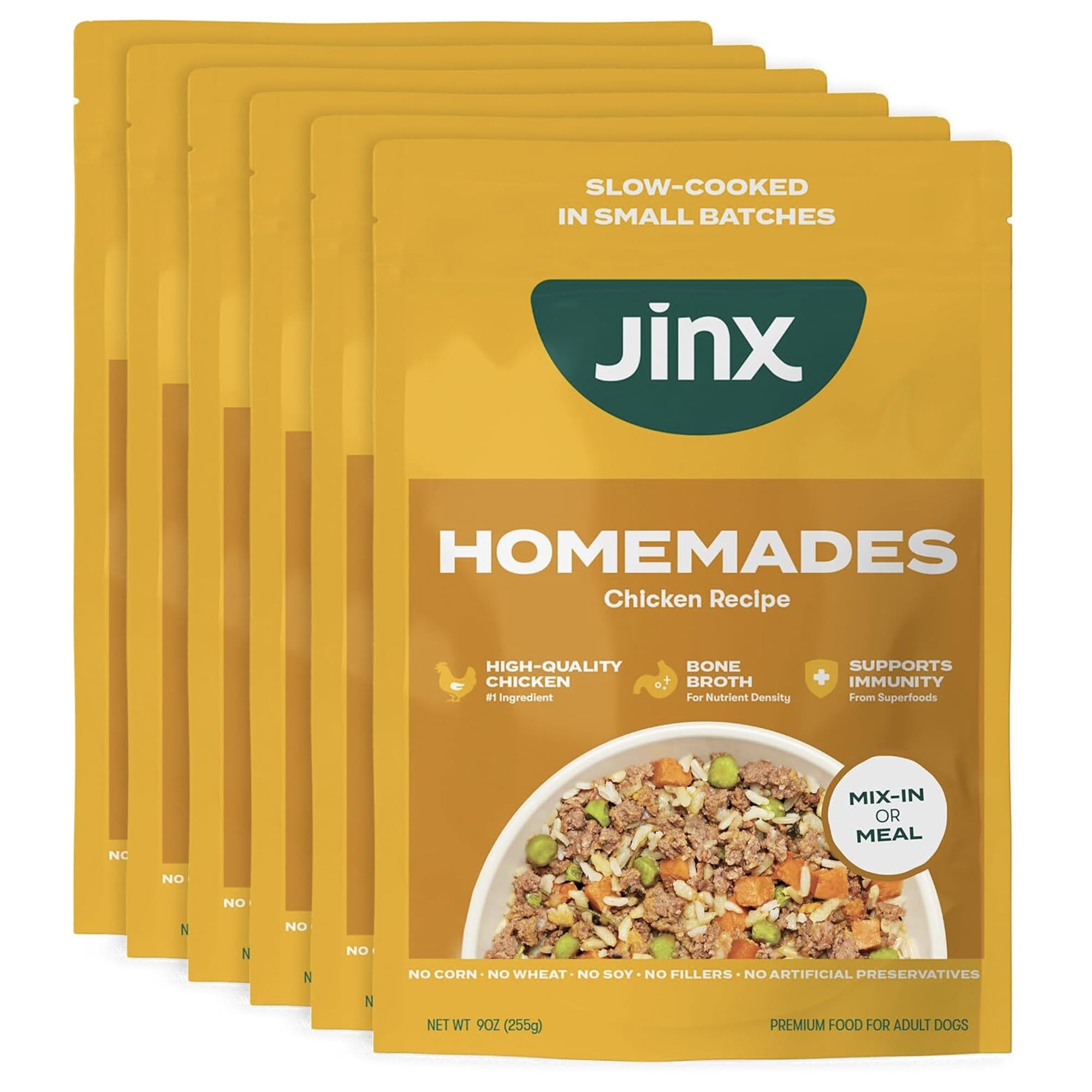 Jinx frente del paquete listo para servir, facilita comidas sabrosas