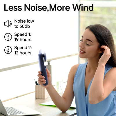 JISULIFE ventilador en mano generando brisa para comodidad inmediata