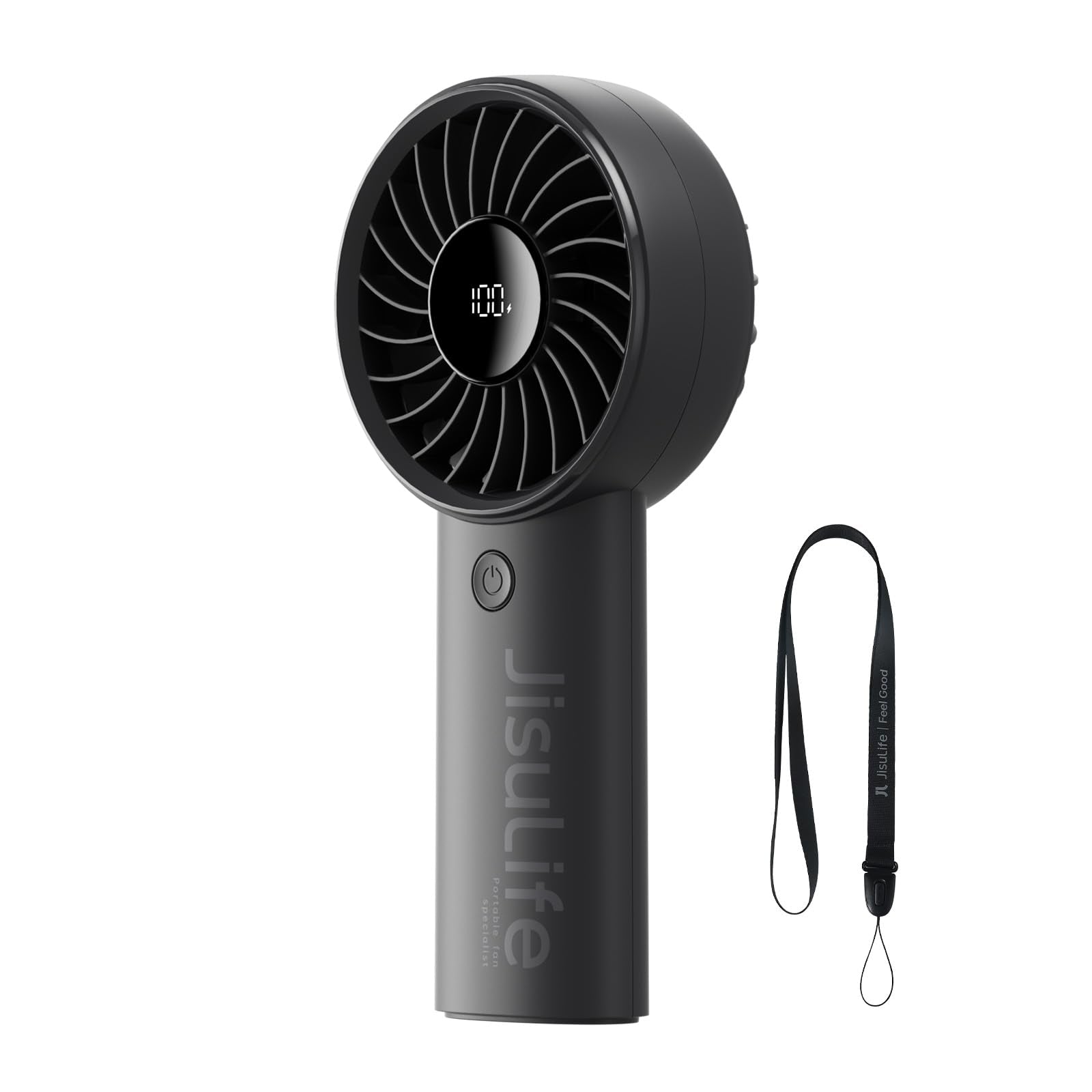 JISULIFE ventilador frontal mostrando diseño compacto y flujo potente