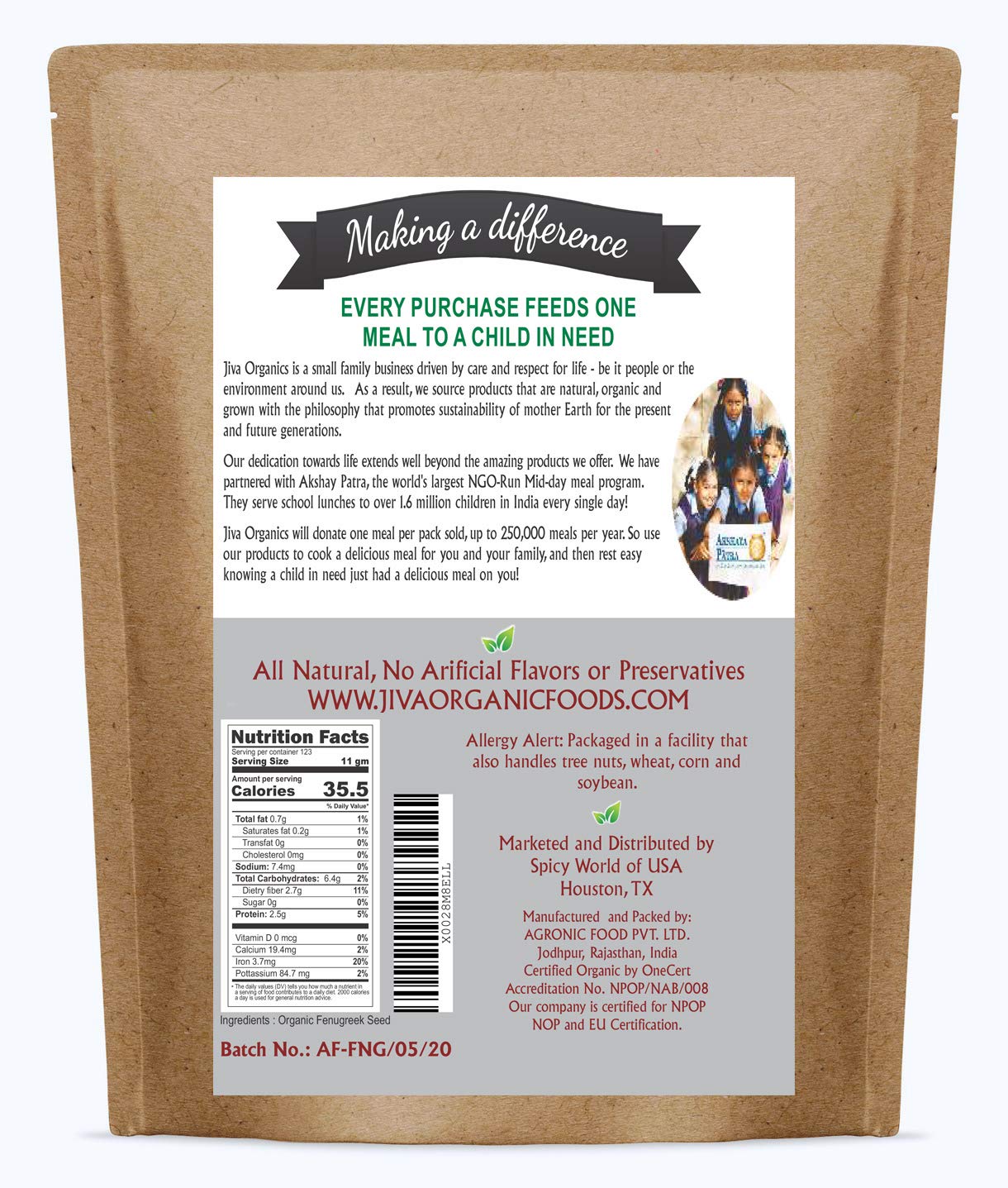 Jiva Organics bolsa en ambiente de cocina mostrando uso cotidiano