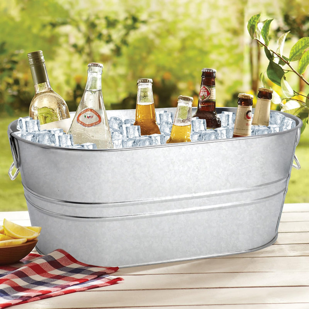 JJXUANER top view with ice and bottles demonstrating generous 4-gallon capacity