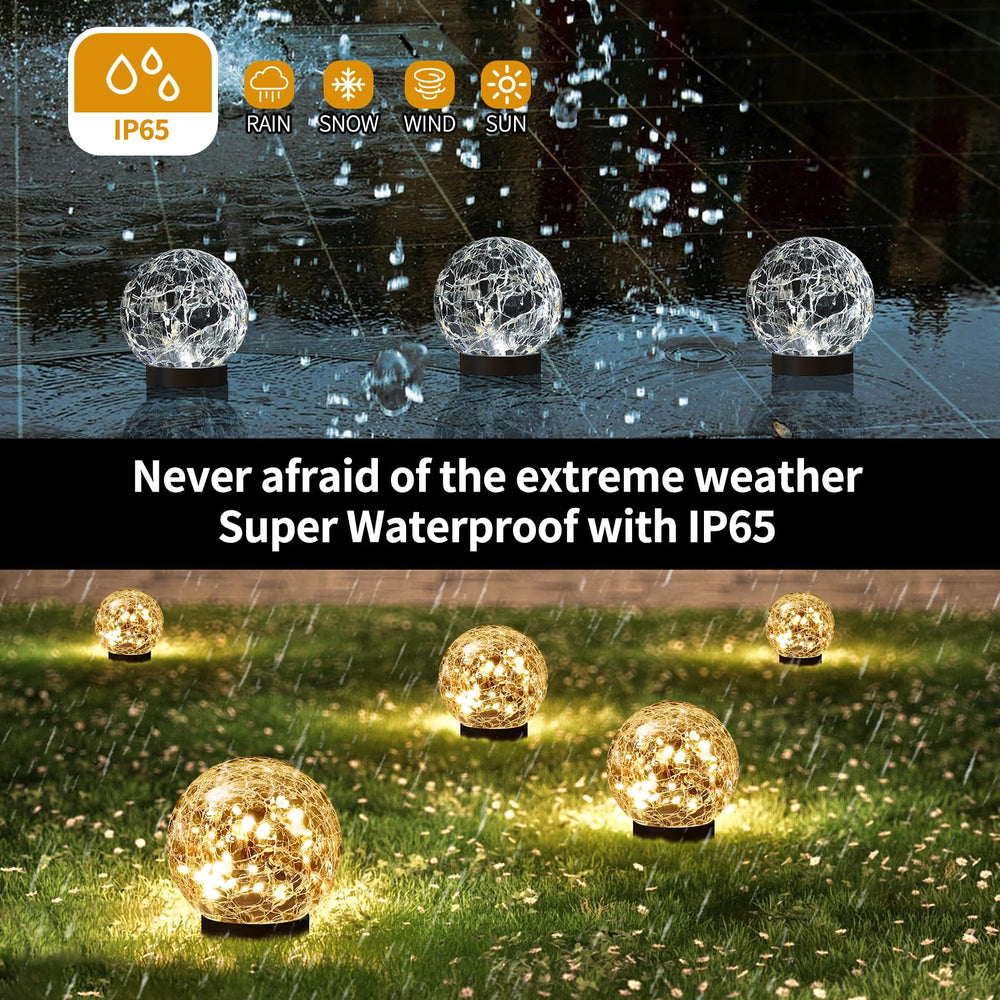 JKIMK solar globe placed in garden pathway illustrating ambiance and safety