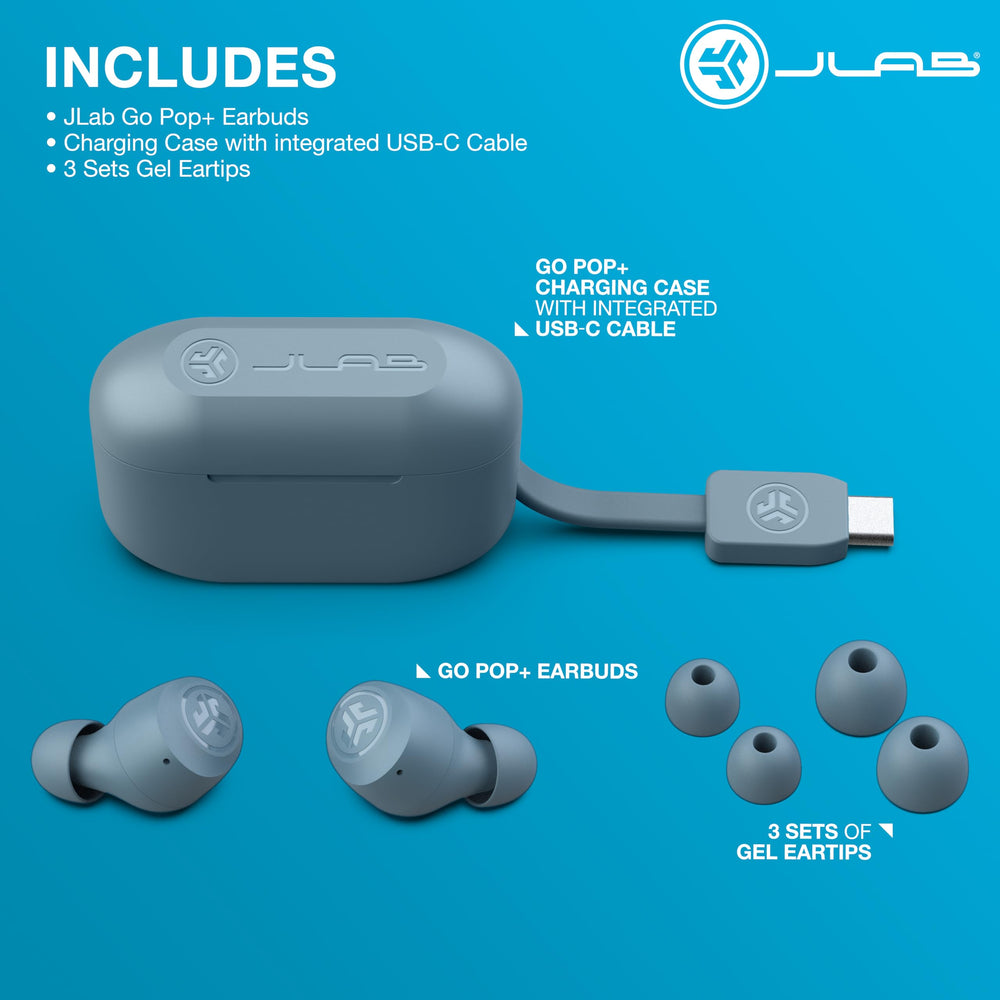 JLab etiqueta con especificaciones visibles y garantía de 2 años