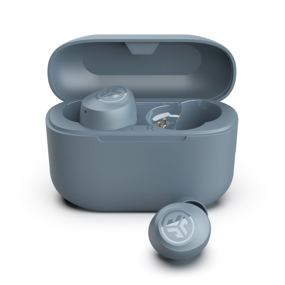JLab auriculares frontales Slate mostrando diseño compacto y portabilidad