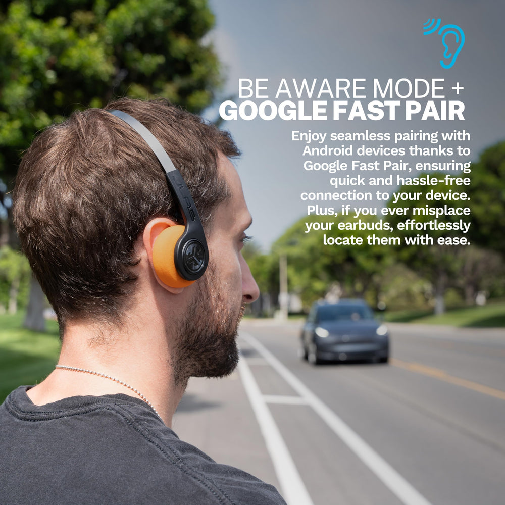 JLab Rewind 2 beside smartphone illustrating Bluetooth multipoint use