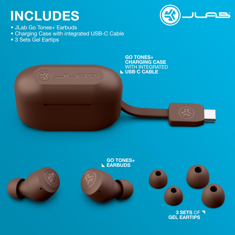 JLab estuche con cable USB-C conectado, recarga rápida y universal