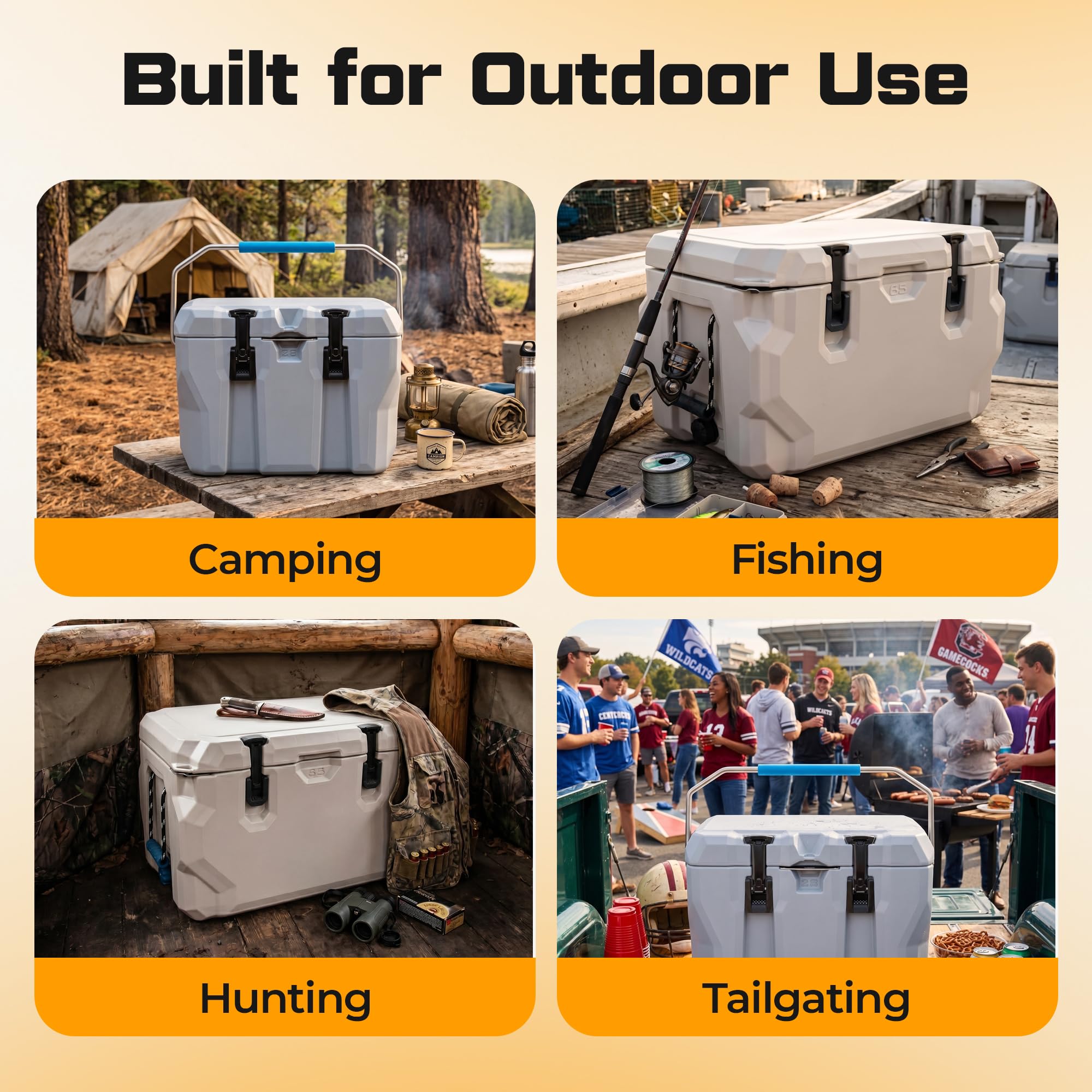 Jmoe USA cooler en camping con pestillos funcionales