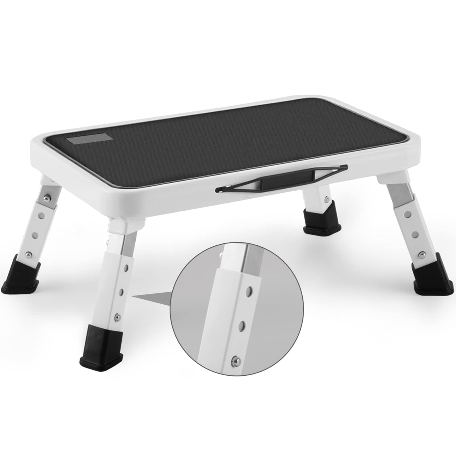 Jocauto vista frontal del taburete plegable mostrando su estructura resistente