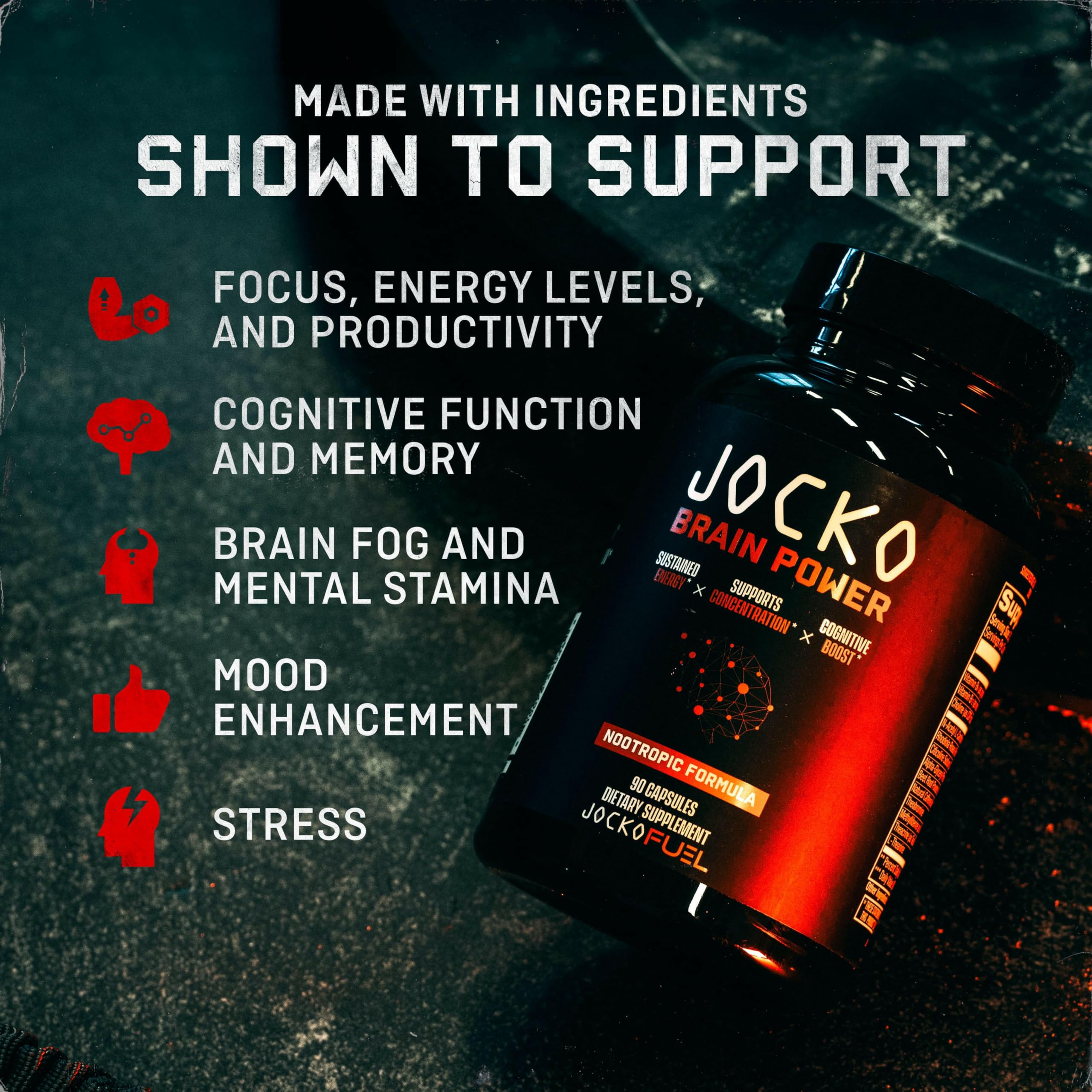 Jocko Fuel cápsulas apiladas detalle, beneficio de dosificación fácil