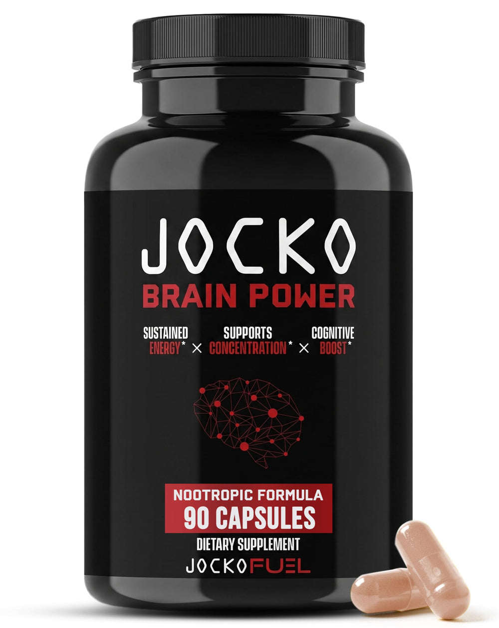Jocko Fuel envase frontal mostrando diseño y beneficio enfoque prolongado