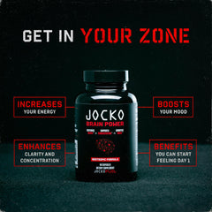 Jocko Fuel polvo y cápsula cerca, beneficio energía celular visible