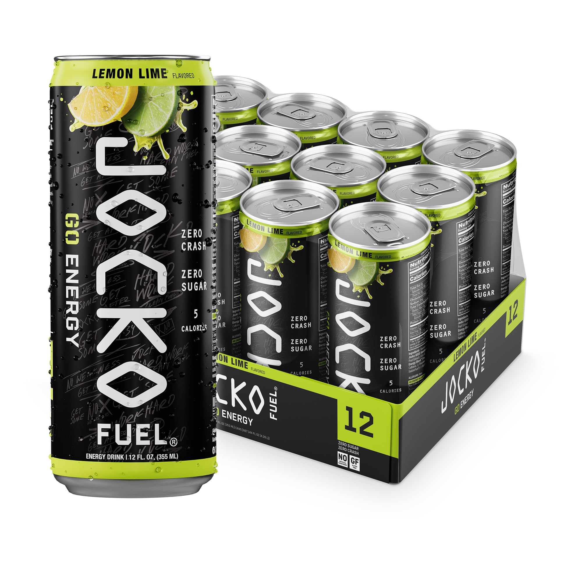 Origin Jocko Fuel GO frontal de lata mostrando etiqueta clara y sin azúcar