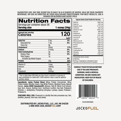 jocko fuel tapa y etiqueta con lista de ingredientes visible y confianza