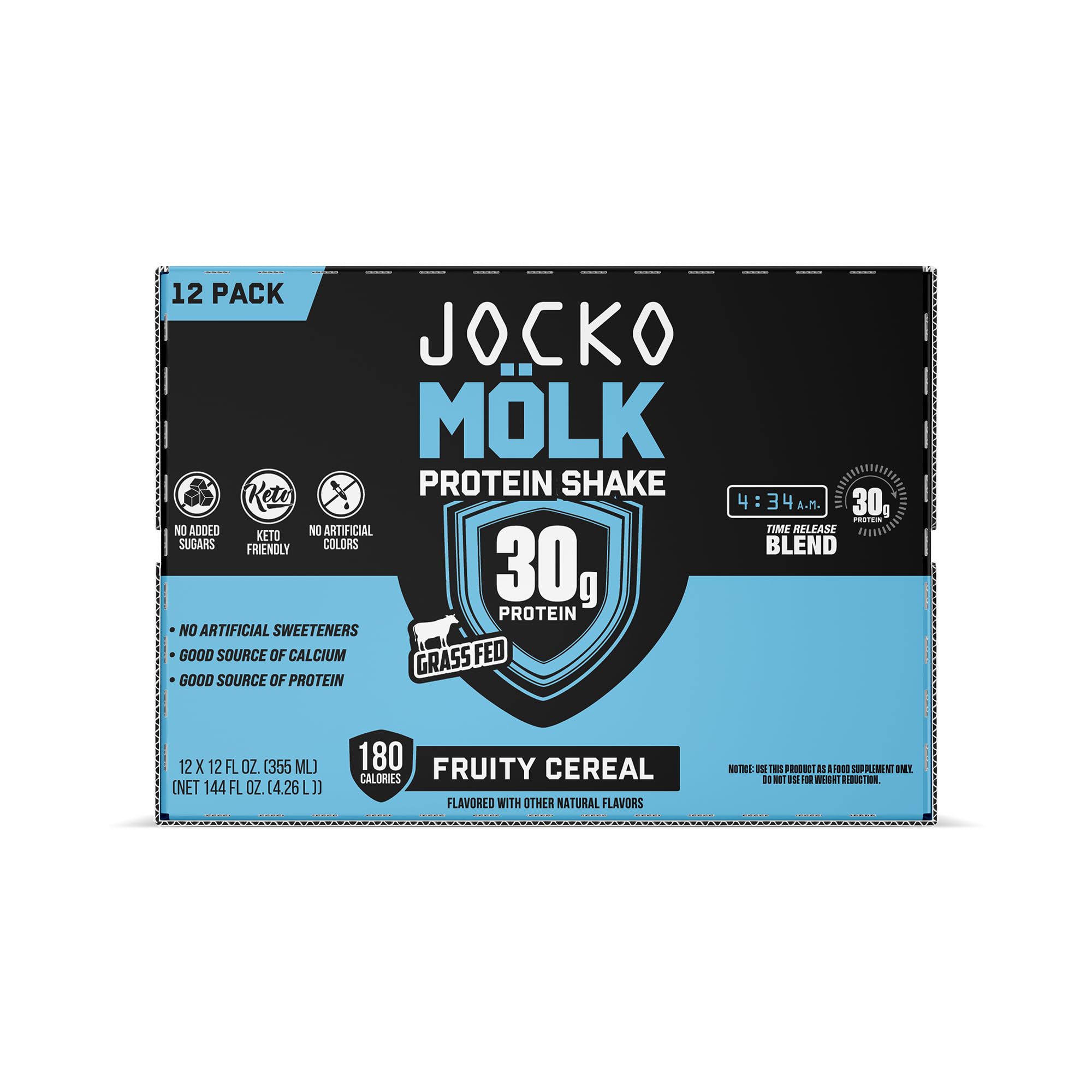 Jocko Fuel envase con etiqueta y tabla nutricional visible, clarifica 30 g de proteína y sin azúcares añadidos