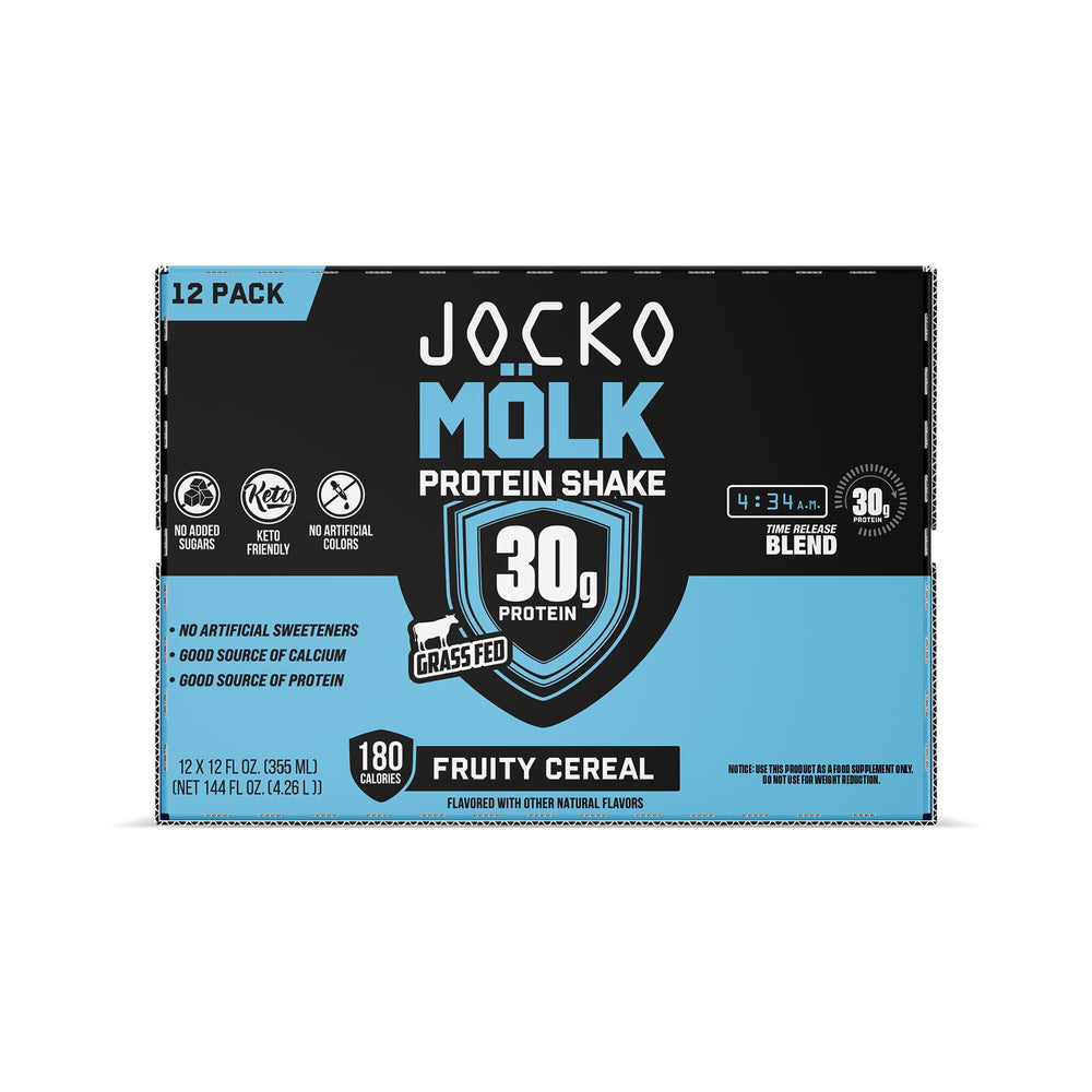 Jocko Fuel envase con etiqueta y tabla nutricional visible, clarifica 30 g de proteína y sin azúcares añadidos