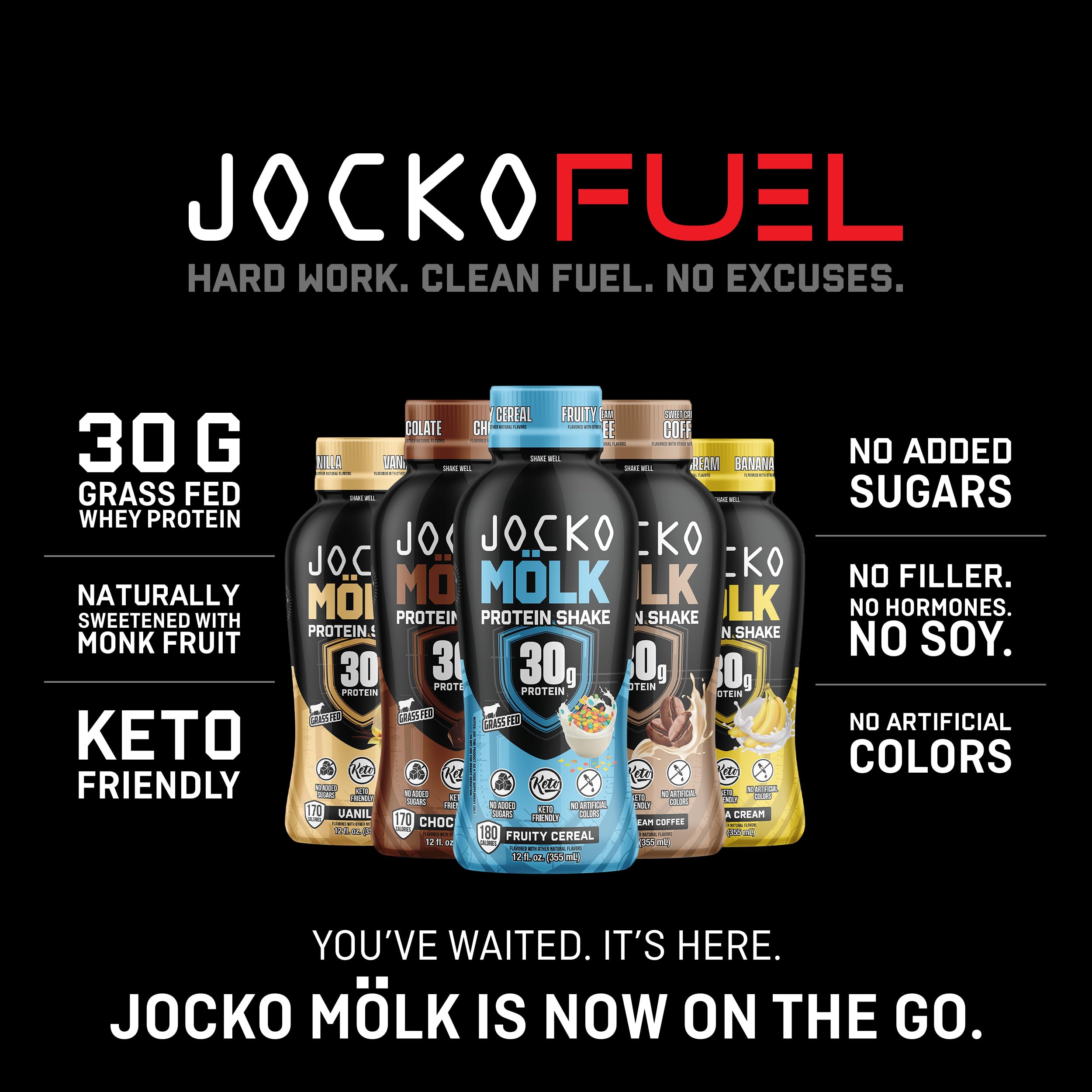 Jocko Fuel botella sostenida en mano para comparar tamaño real y portabilidad durante el día