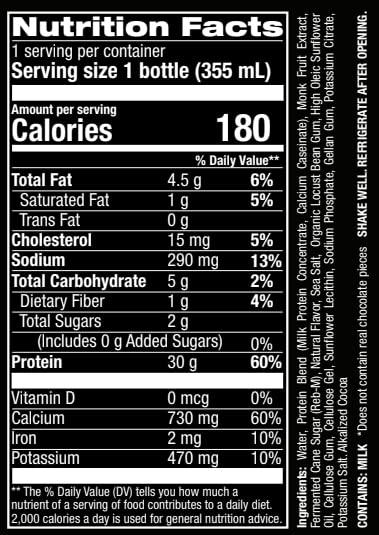 Jocko Mölk etiqueta con ingredientes y contenido proteico claro