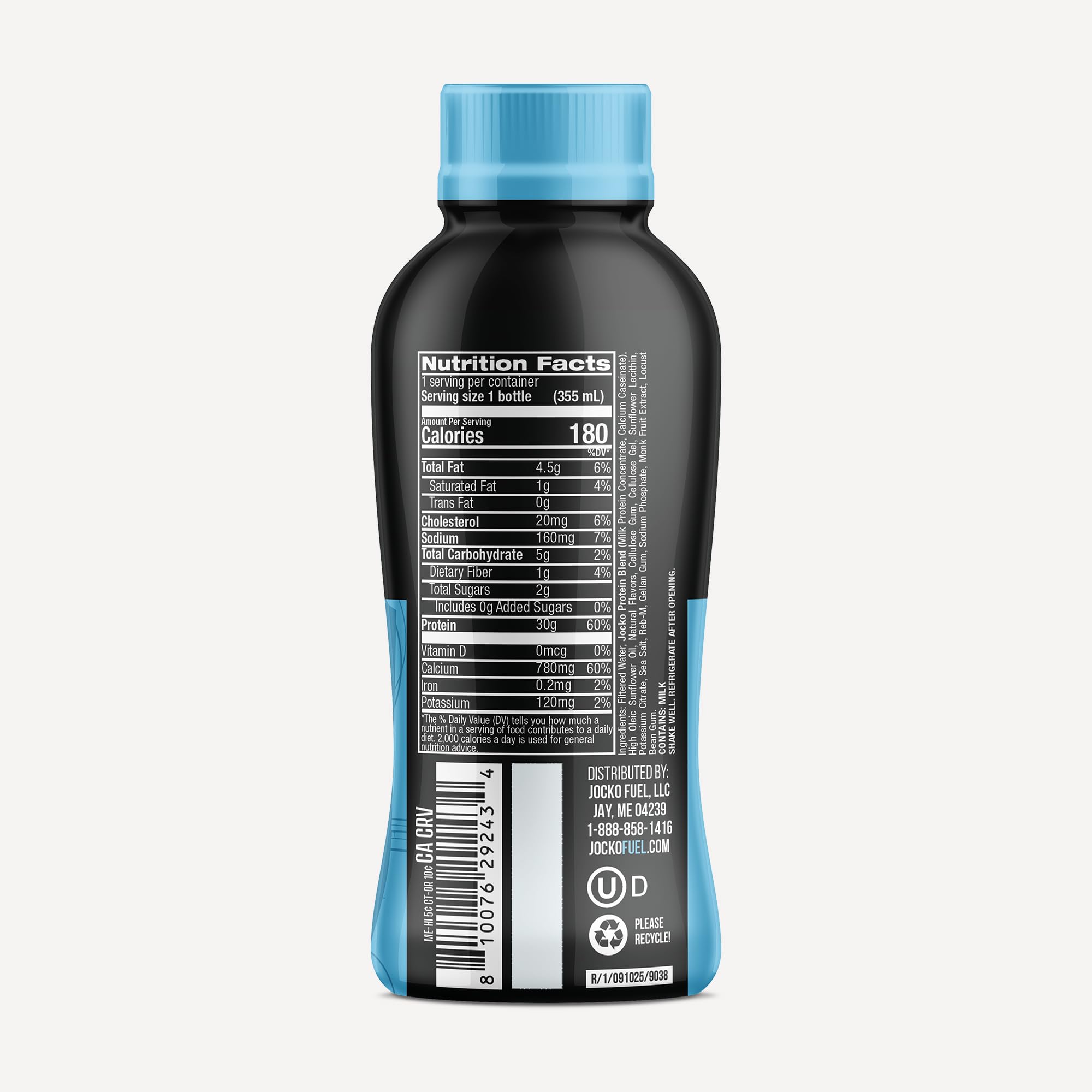 Jocko Fuel primer plano de textura cremosa del batido que sugiere fácil digestión y mezcla homogénea