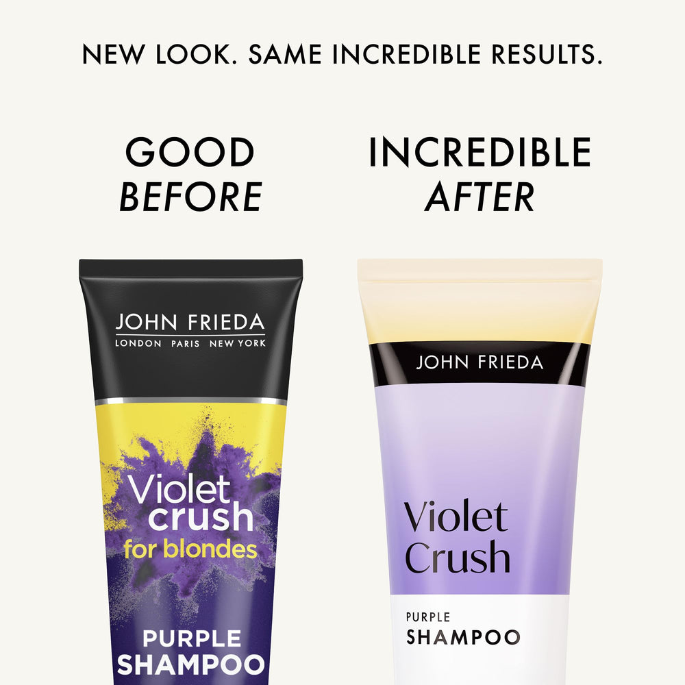 John Frieda espuma morada demostrando pigmentos que neutralizan el bronceado