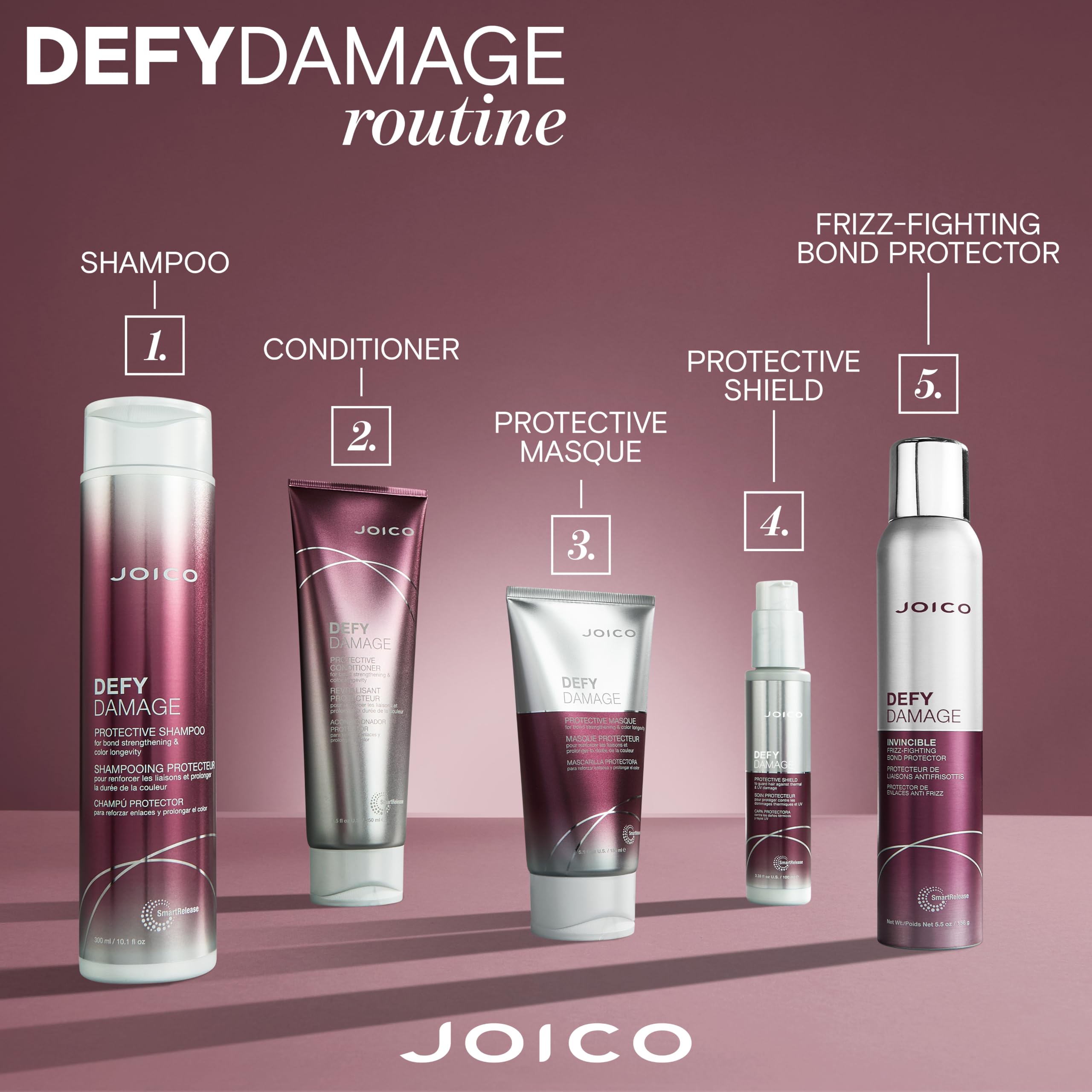 Joico detalle de etiqueta resaltando arginina y aceite de moringa beneficios