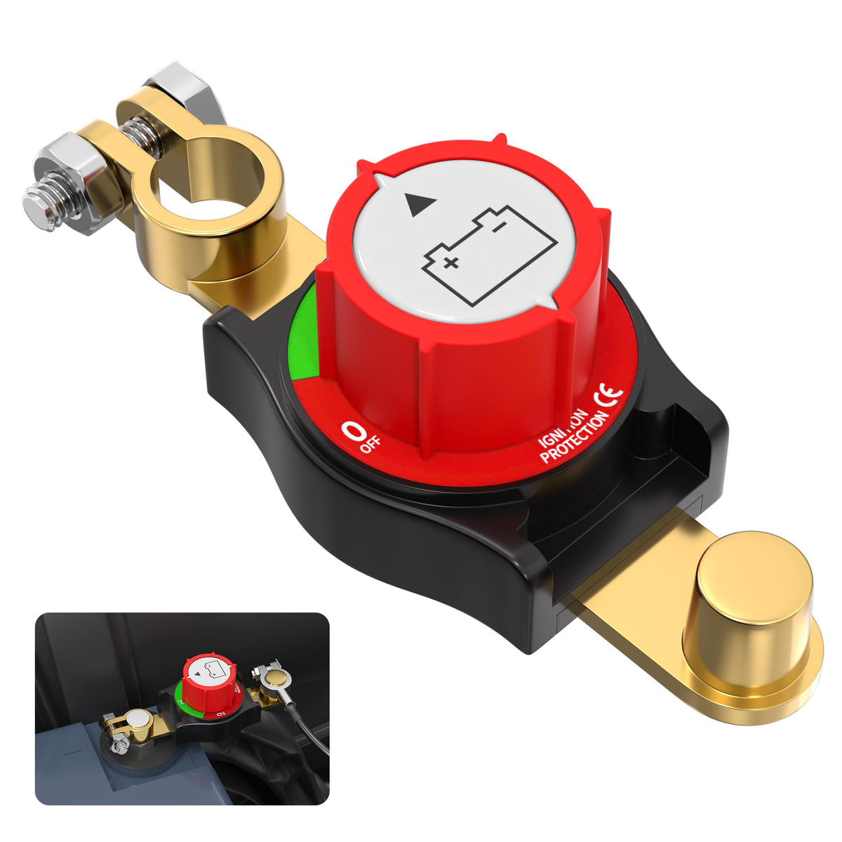 Joinfworld vista frontal del interruptor mostrando el cuerpo ABS y postes, seguridad visual