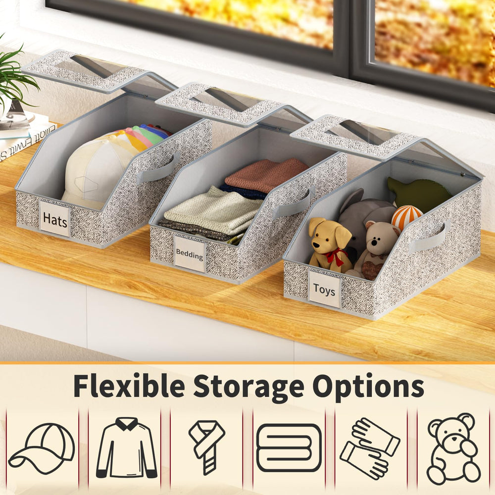 Jollcma stacked boxes in closet showing organized vertical storage benefit