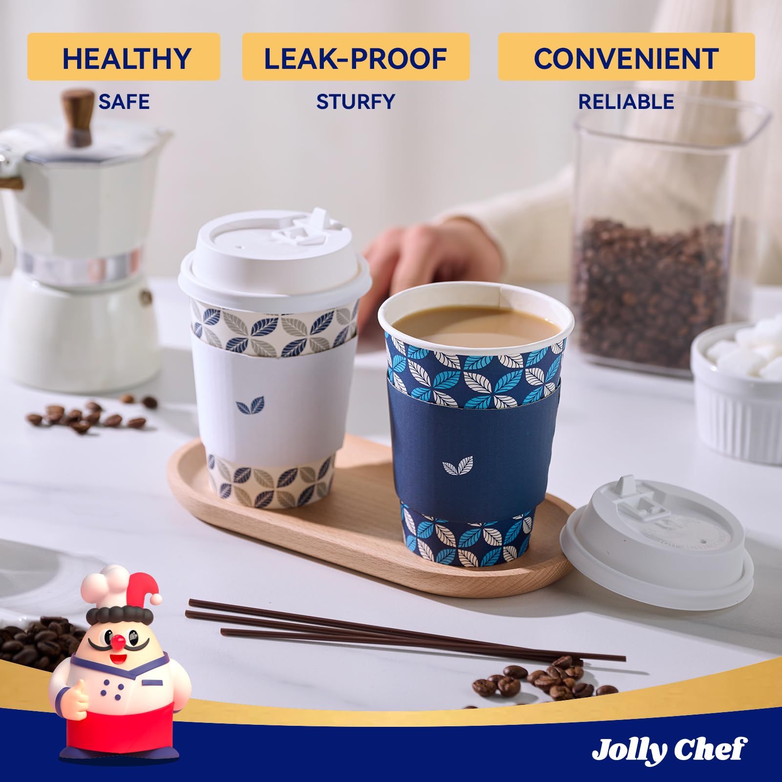 JOLLY CHEF comparación de tamaño 12oz para referencia visual clara