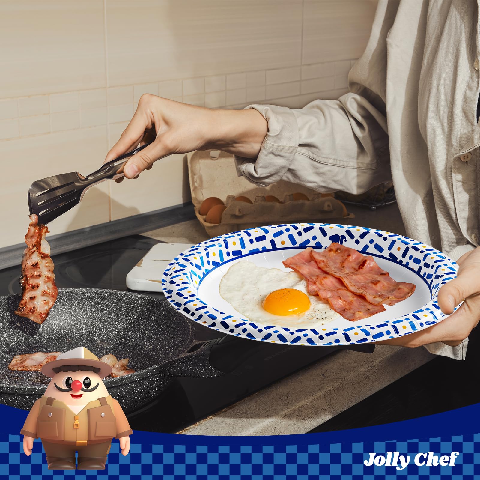 JOLLY CHEF primer plano del diseño geométrico azul decorativo