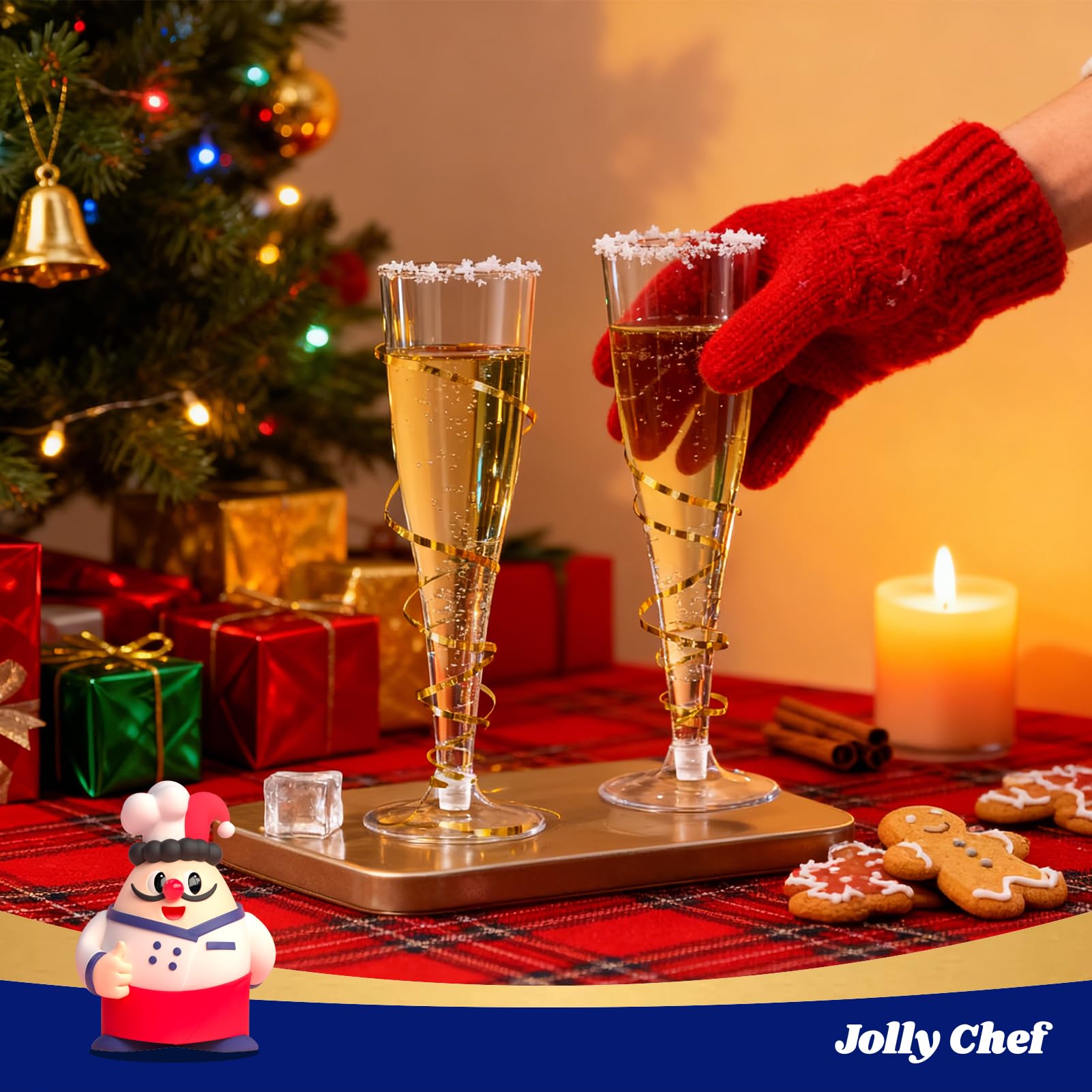 JOLLY CHEF copa siendo llenada con champán, adecuada para brindis